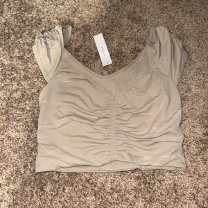 Adodos Beige Ruched Crop Top